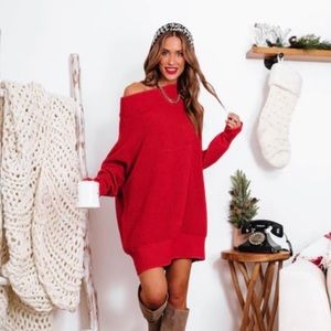 VICI Red neck sweater dress